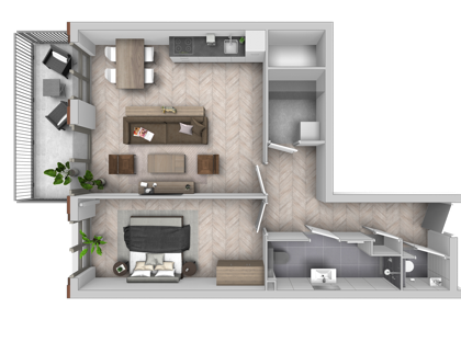 2 kamer appartement Blok A | Bouwnummer 147 foto